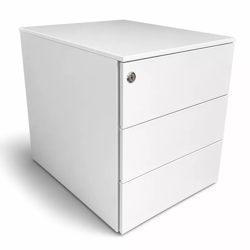 SANMA│Caisson sous bureau 3 tiroirs - 666│Profondeur 54 cm│Blanc / Noir