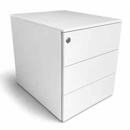 SANMA│Caisson sous bureau 3 tiroirs - 666│Profondeur 54 cm│Blanc / Noir