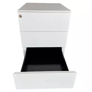 SANMA│Caisson sous bureau 3 tiroirs - 666│Profondeur 54 cm│Blanc / Noir