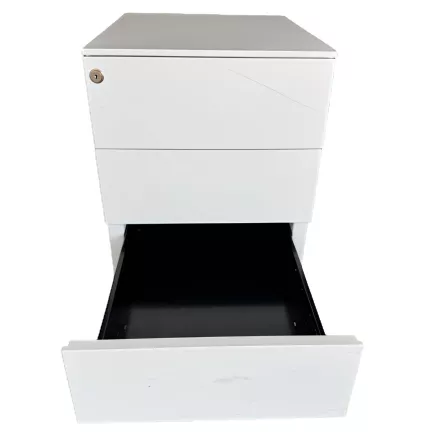 SANMA│Caisson sous bureau 3 tiroirs - 666│Profondeur 54 cm│Blanc / Noir