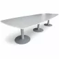 HARMONY│Table tonneau│L350xP120│3 pieds│10/12 personnes│Blanc/gris aluminium
