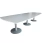 HARMONY│Table tonneau│L350xP120│3 pieds│10/12 personnes│Blanc/gris aluminium