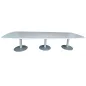 HARMONY│Table tonneau│L350xP120│3 pieds│10/12 personnes│Blanc/gris aluminium