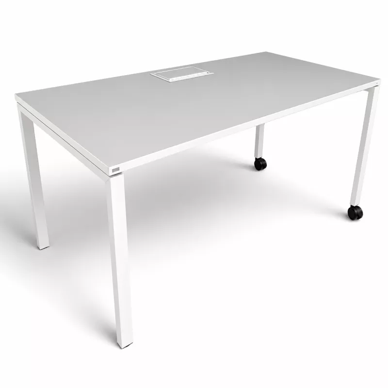FRAME│Bureau droit L 140 x p 70 cm x H fixe│roulettes│Blanc/blanc FRAME│Bureau droit L 140 x p 70 cm x H fixe│roulettes│Blanc/blanc