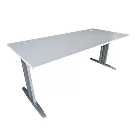 IDOL│Bureau droit L180 x p80│Blanc/gris aluminium