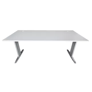 IDOL│Bureau droit L180 x p80│Blanc/gris aluminium