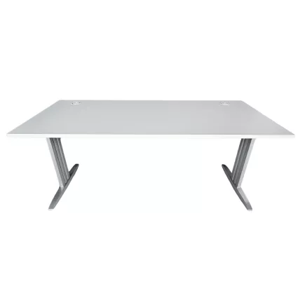 IDOL│Bureau droit L180 x p80│Blanc/gris aluminium