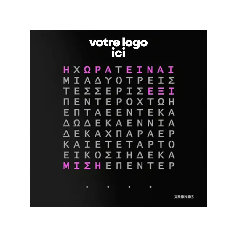 XRONOS│Skotini Yli│Horloge design noir grec Personnalisée│57x57xp3 cm