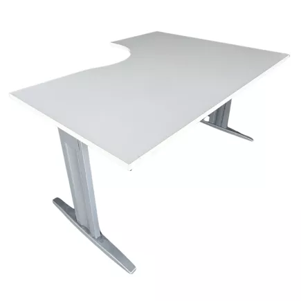 IDOL│Bureau retour à gauche L160/80xP120/60│Blanc/Gris aluminium