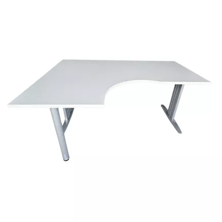 IDOL│Bureau retour à gauche L160/80xP120/60│Blanc/Gris aluminium