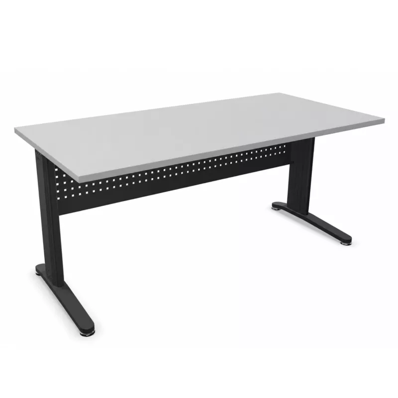 STAR│Bureau droit 160x80 - pieds fixes│Light grey / Gris Anthracite