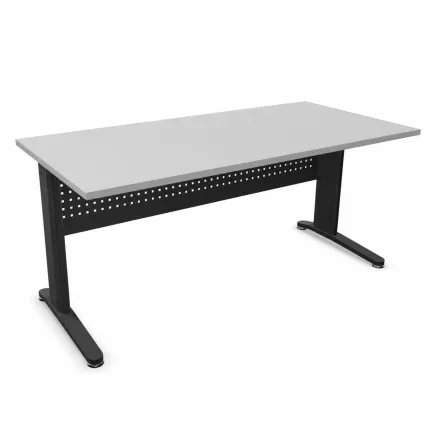 STAR│Bureau droit 160x80 - pieds fixes│Light grey / Gris Anthracite