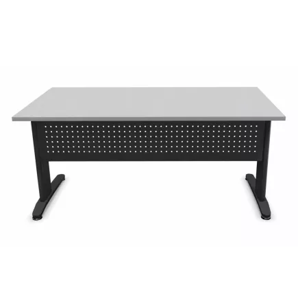 STAR│Bureau droit 160x80 - pieds fixes│Light grey / Gris Anthracite