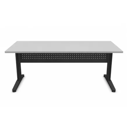 STAR│Bureau droit 180x80 - pieds fixes│Light grey / Gris Anthracite
