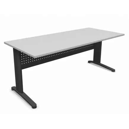 STAR│Bureau droit 180x80 - pieds fixes│Light grey / Gris Anthracite