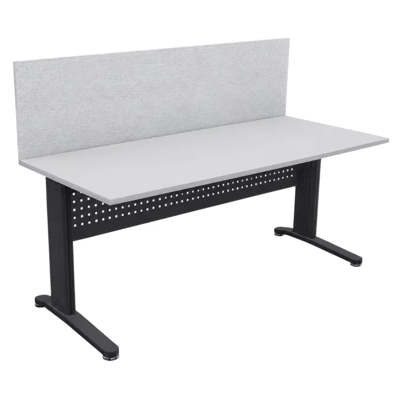 STAR│Pack bureau droit 160x80 - pieds fixes + cloison│Light grey / Gris Anthracite / Glacier