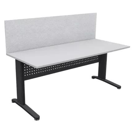 STAR│Pack bureau droit 160x80 - pieds fixes + cloison│Light grey / Gris Anthracite / Glacier