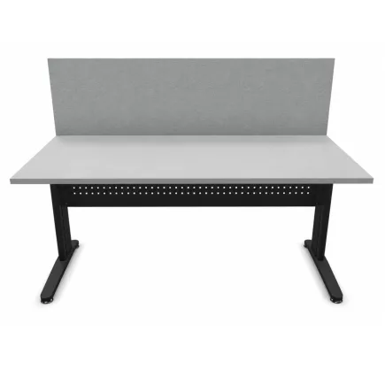 STAR│Pack bureau droit 160x80 - pieds fixes + cloison│Light grey / Gris Anthracite / Glacier
