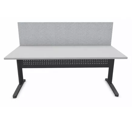 STAR│Pack bureau droit 180x80 - pieds fixes + cloison│Light grey / Gris Anthracite / Glacier