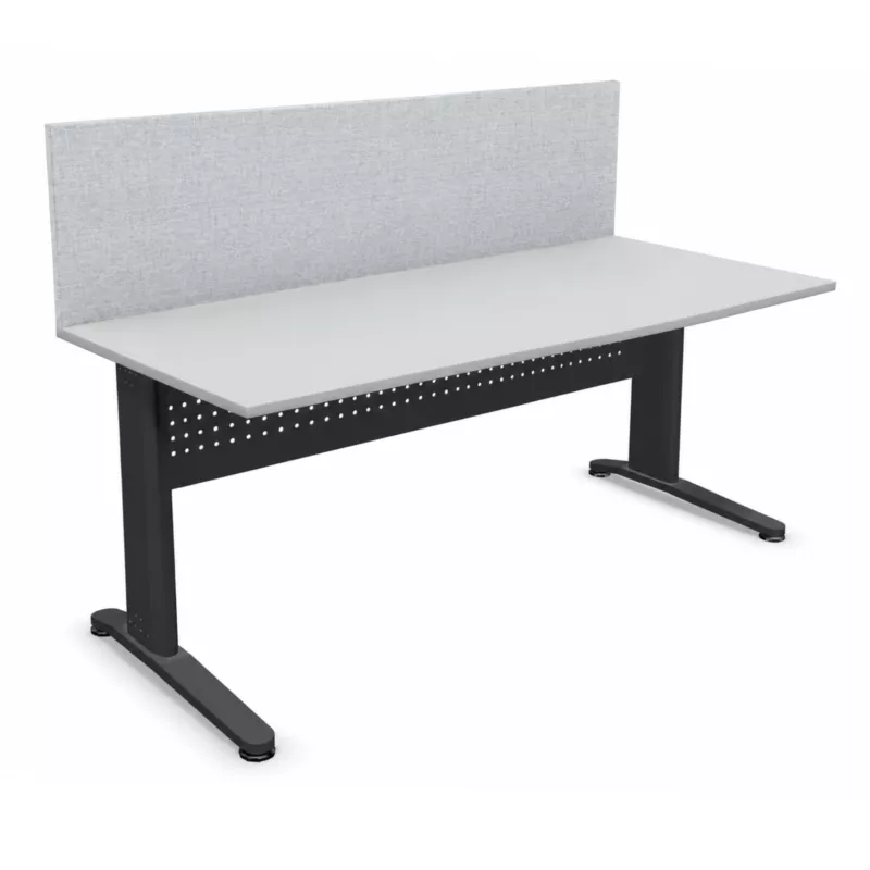 STAR│Pack bureau droit 180x80 - pieds fixes + cloison│Light grey / Gris Anthracite / Glacier