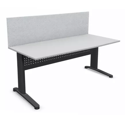 STAR│Pack bureau droit 180x80 - pieds fixes + cloison│Light grey / Gris Anthracite / Glacier