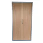 JG GROUP│Armoire haute à rideau L100 x H 198 cm │Gris/chêne clair