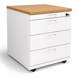 KOENIG NEURATH│Caisson mobile 4 tiroirs│Profondeur 60 cm│Blanc/chêne clair
