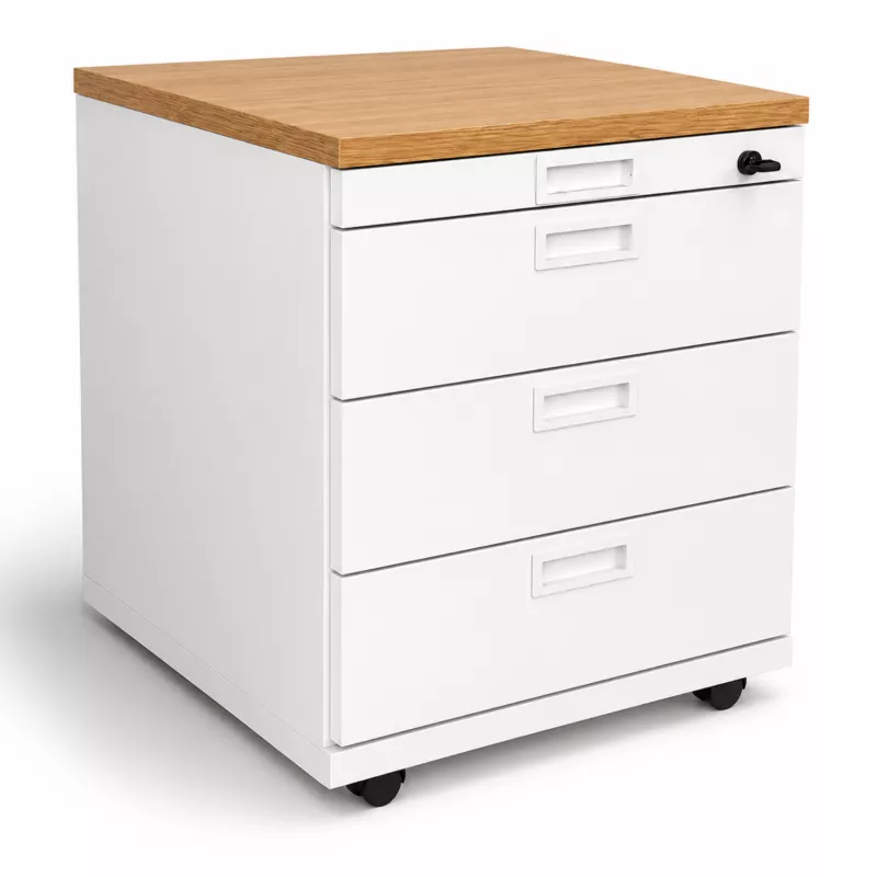 KOENIG NEURATH│Caisson mobile 4 tiroirs│Profondeur 60 cm│Blanc/chêne clair KOENIG NEURATH│Caisson mobile 4 tiroirs│Profondeur 60 cm│Blanc/chêne clair