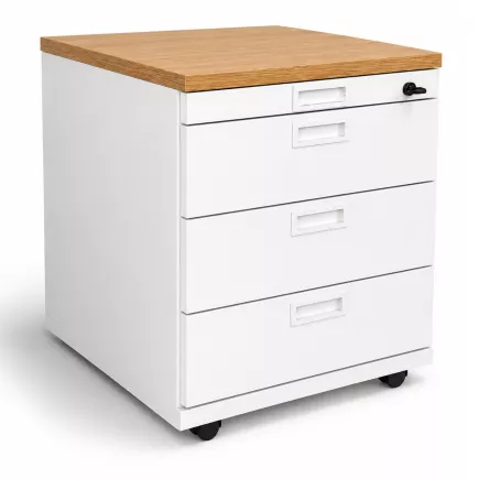 KOENIG NEURATH│Caisson mobile 4 tiroirs│Profondeur 60 cm│Blanc/chêne clair