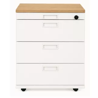 KOENIG NEURATH│Caisson mobile 4 tiroirs│Profondeur 60 cm│Blanc/chêne clair