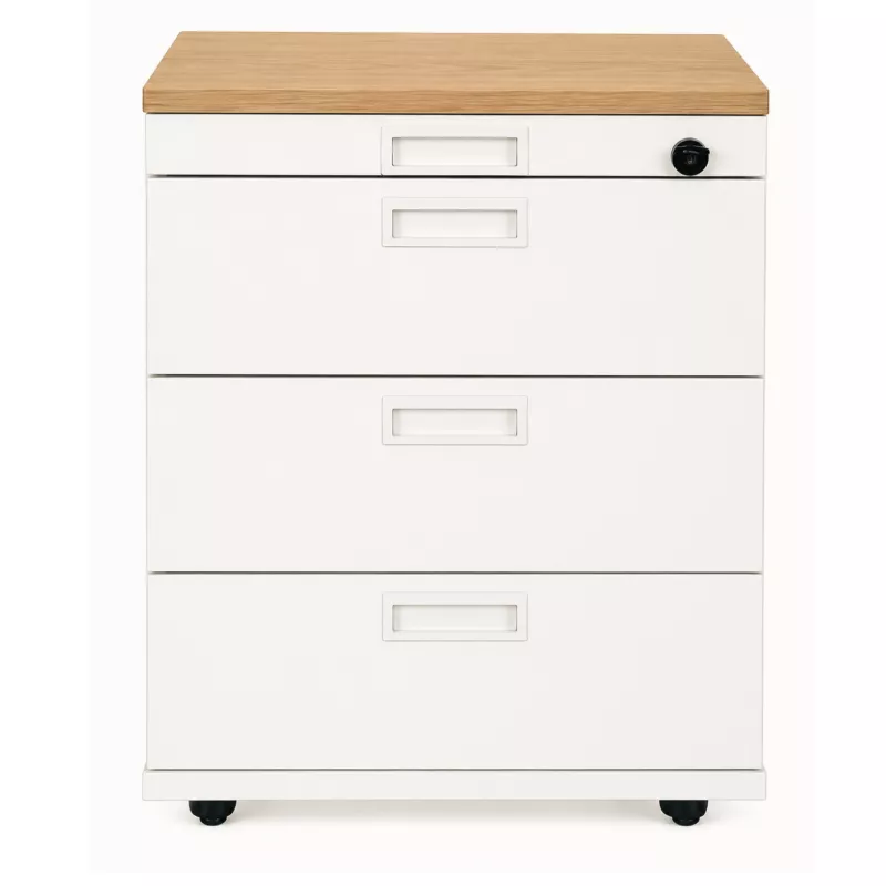 KOENIG NEURATH│Caisson mobile 4 tiroirs│Profondeur 60 cm│Blanc/chêne clair