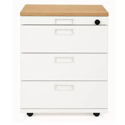 KOENIG NEURATH│Caisson mobile 4 tiroirs│Profondeur 60 cm│Blanc/chêne clair
