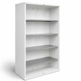 MDD│Bibliothèque haute│L100 x H181 cm│Blanc/Gris aluminium