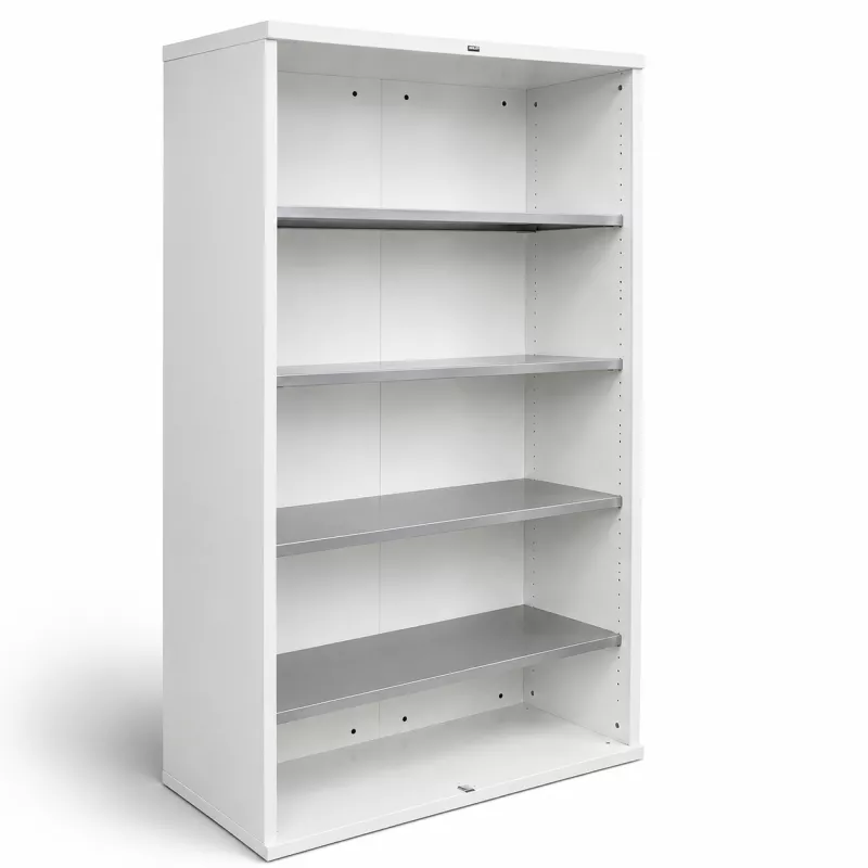 MDD│Bibliothèque haute│L100 x H181 cm│Blanc/Gris aluminium