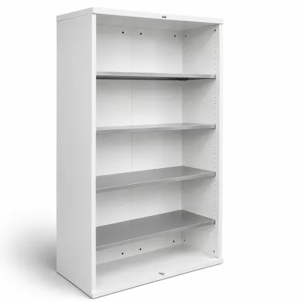MDD│Bibliothèque haute│L100 x H181 cm│Blanc/Gris aluminium