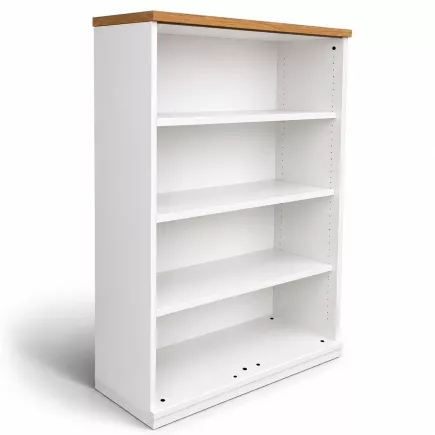KOENIG NEURATH│Bibliothèque mi-haute ouverte ACTA│Largeur 100 cm│Blanc/Chêne clair