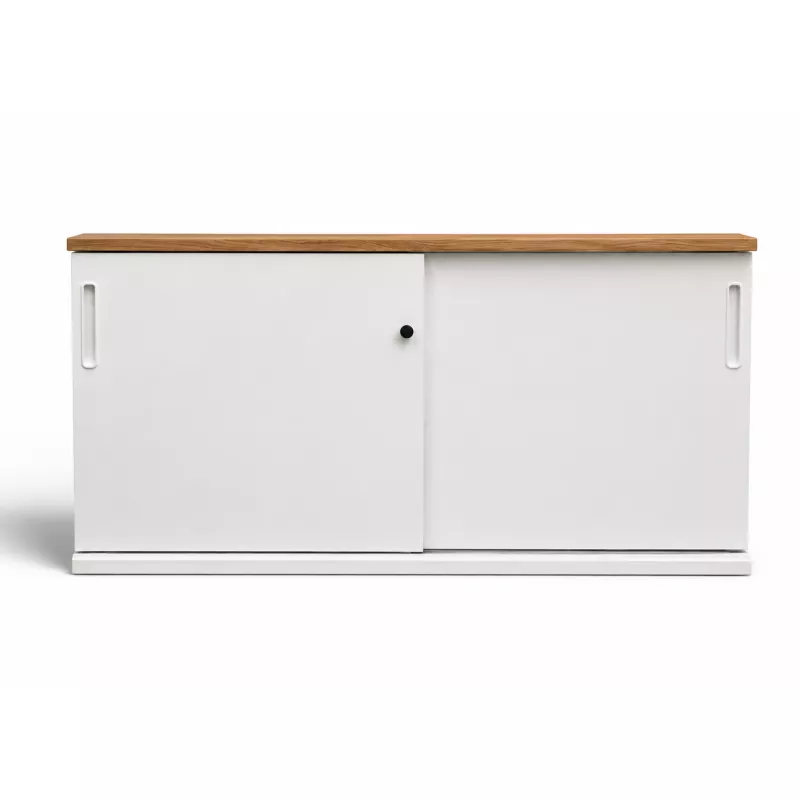 KOENIG NEURATH│Armoire basse 2 portes coulissantes ACTA│L160 x H75 cm│Blanc / Chêne clair KOENIG NEURATH│Armoire basse 2 portes coulissantes ACTA│L160 x H75 cm│Blanc / Chêne clair