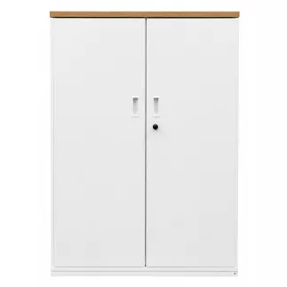 KOENIG NEURATH│Armoire mi-haute 2 portes│L100 x H148,5 cm│Blanc/Chêne clair