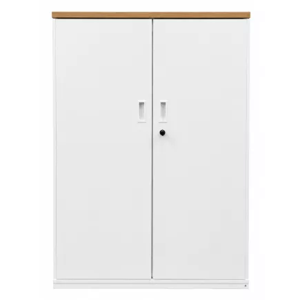 KOENIG NEURATH│Armoire mi-haute 2 portes│L100 x H148,5 cm│Blanc/Chêne clair