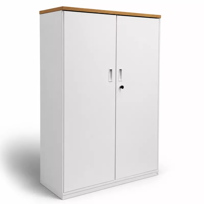 KOENIG NEURATH│Armoire mi-haute 2 portes│L100 x H148,5 cm│Blanc/Chêne clair KOENIG NEURATH│Armoire mi-haute 2 portes│L100 x H148,5 cm│Blanc/Chêne clair
