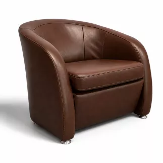 SANMA │Fauteuil accueil/chauffeuse 1 place│Cuir marron