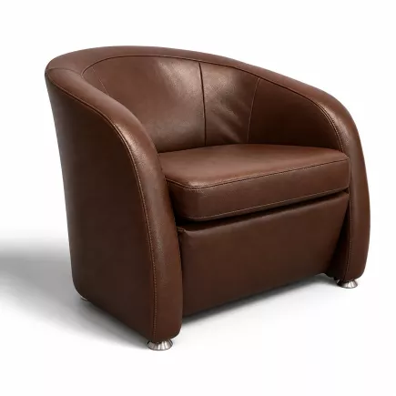 SANMA │Fauteuil accueil/chauffeuse 1 place│Cuir marron
