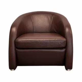 SANMA │Fauteuil accueil/chauffeuse 1 place│Cuir marron