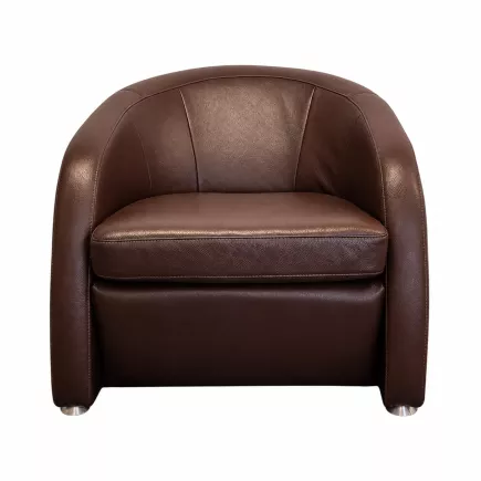 SANMA │Fauteuil accueil/chauffeuse 1 place│Cuir marron