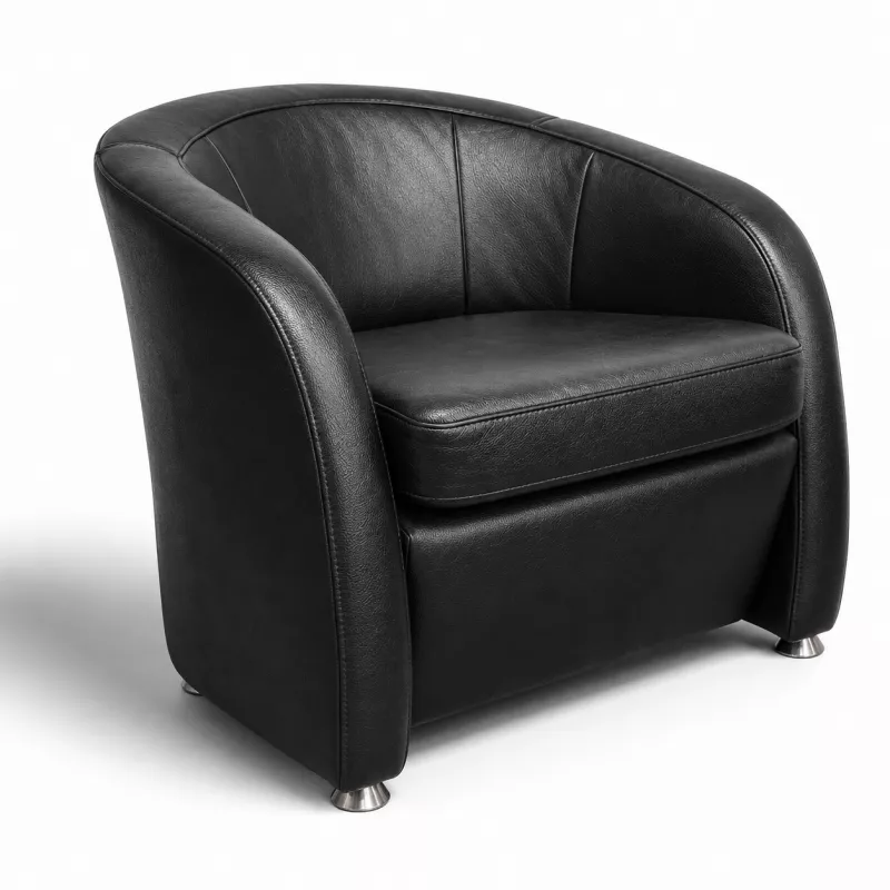 CLUB │Fauteuil accueil/chauffeuse 1 place│Cuir noir