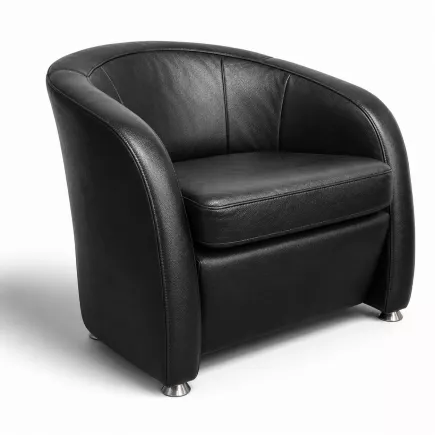 CLUB │Fauteuil accueil/chauffeuse 1 place│Cuir noir