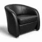 CLUB │Fauteuil accueil/chauffeuse 1 place│Cuir noir