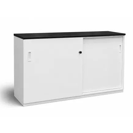 KOENIG NEURATH│Armoire basse portes coulissantes ACTA│L160 x H75 cm│Blanc / Noir
