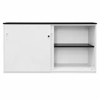 KOENIG NEURATH│Armoire basse portes coulissantes ACTA│L160 x H75 cm│Blanc / Noir