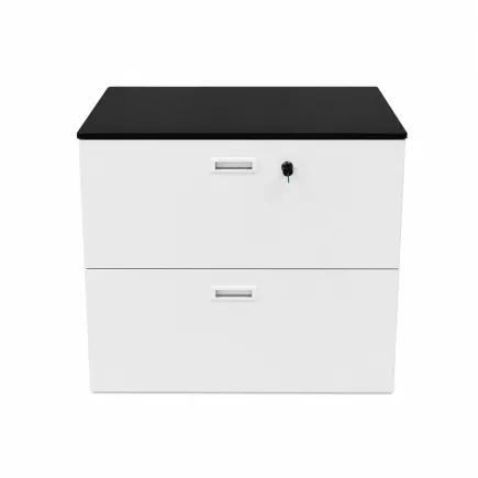 KOENIG NEURATH│Classeur 2 tiroirs dossiers suspendus│L80 x H80 cm│Blanc/Noir